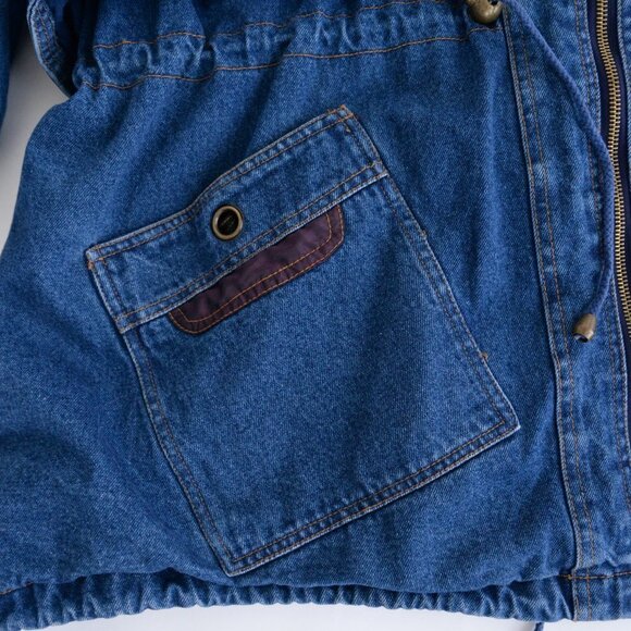 Vintage CBO New York Blue Denim w Purple & Green Block Pattern Heavy  Jacket 4X - Picture 8 of 15